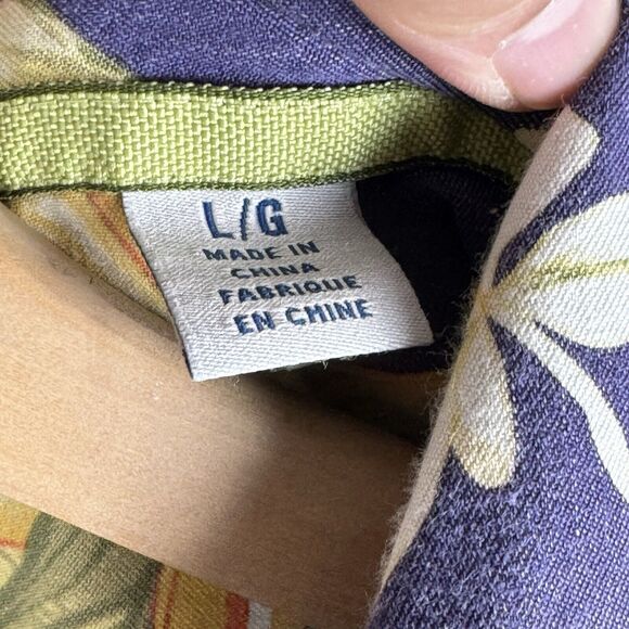 Tommy Bahama Men's Shirt Sz L Silk Hawaiian Style Button Down Loop Collar Purple - Picture 3 of 5